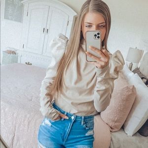 Silky Ruched Long Sleeve Blouse